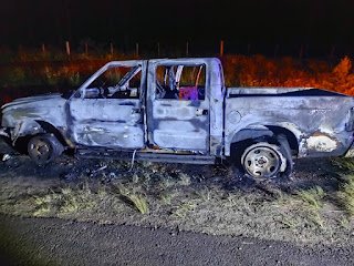 Incendio de camioneta en ruta 22