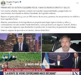 Rogelio Frigerio anunció la reducción de ingresos brutos y sellos y destacó el equilibrio fiscal alcanzado en Entre Ríos
