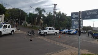 Accidente de tránsito en Mendiburu y Feliciano: un motociclista resultó lesionado