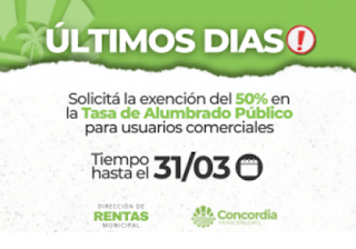 Últimos días para solicitar la exención del 50% en la tasa de alumbrado para comercios