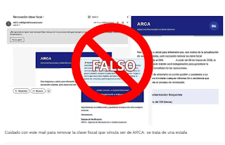 ARCA advirtió sobre mail falso para renovar la clave fiscal