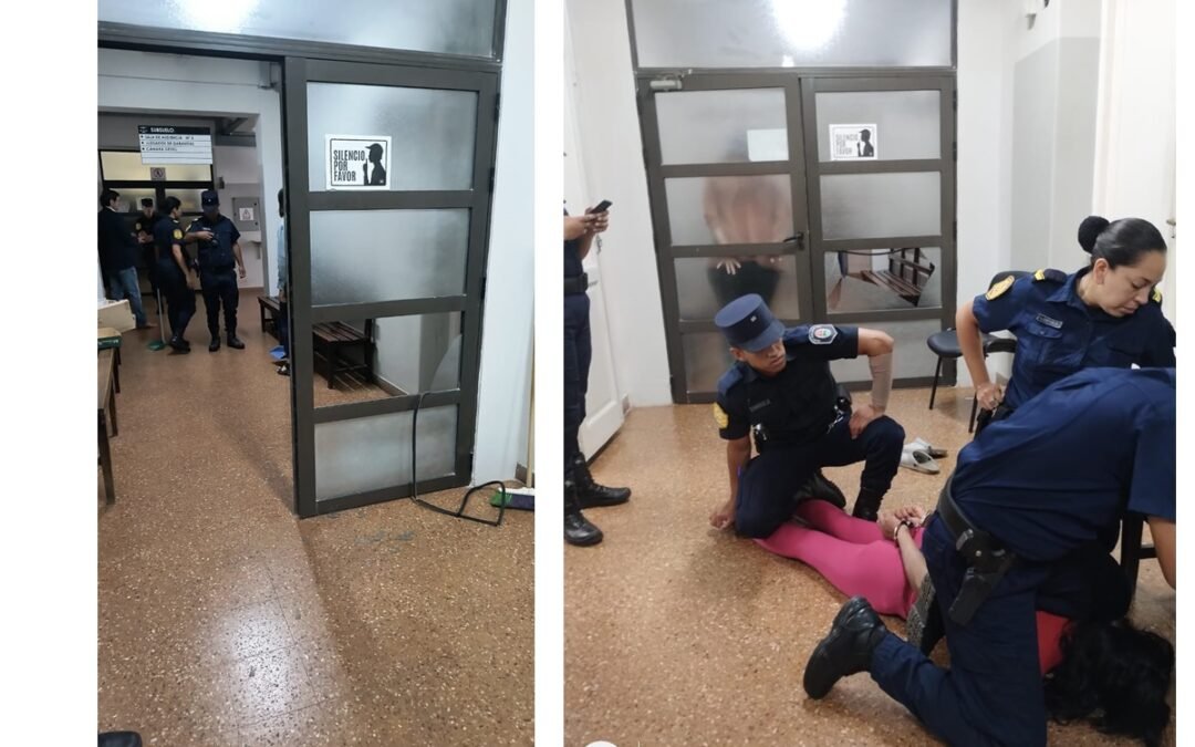 Una mujer trans rompió el vidrio de una puerta de los Tribunales y la policía debió reducirla