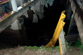 Chocaron con un árbol, cayeron al vació y quedaron debajo de un puente