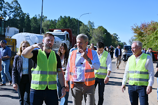 El gobernador recorrió la obra del acceso sur de Concordia y anunció su reactivación