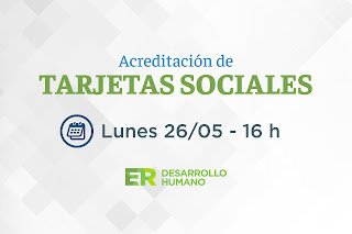 El lunes se acreditarán las tarjetas sociales